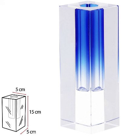 Vaso Decorativo Vidro Cristal Transparente Azul 15cm