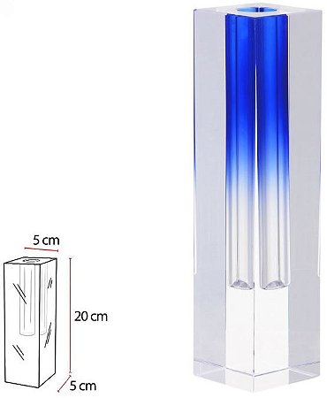 Vaso Decorativo Vidro Cristal Transparente Azul 20cm