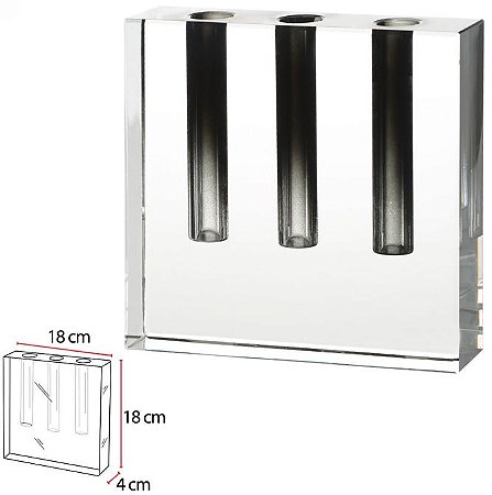 Vaso Decorativo Vidro Cristal Transparente Preto 18cm