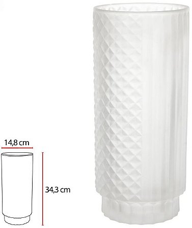 Vaso Decorativo Vidro Transparente Fosco 34,3cm