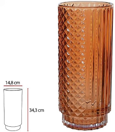 Vaso Decorativo Vidro Laranja 34,3cm