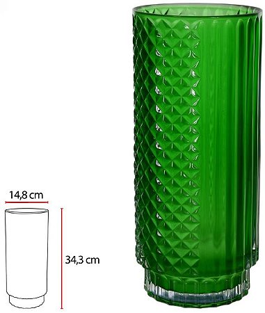 Vaso Decorativo Vidro Verde 34,3cm