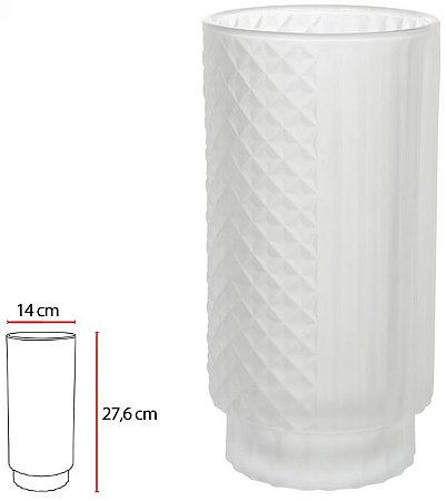 Vaso Decorativo Vidro Transparente Fosco 27,6cm