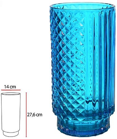 Vaso Decorativo Vidro Azul Fosco 27,6cm
