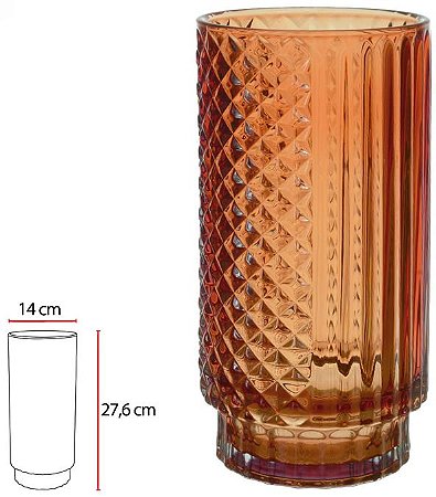 Vaso Decorativo Vidro Laranja 27,6cm