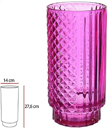 Vaso Decorativo Vidro Rosa 27,6cm