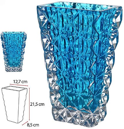 Vaso Decorativo Vidro Cristal Azul 21,5cm