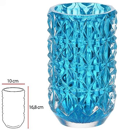 Vaso Decorativo Vidro Cristal Azul 16,8cm