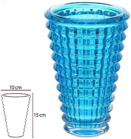 Vaso Decorativo Vidro Cristal Azul 15cm