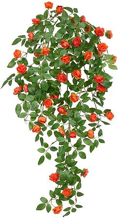 Planta Artificial Folhagem Rosa Pendurar X42 Vermelho 90cm