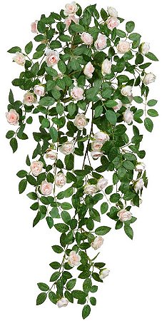 Planta Artificial Folhagem Rosa Pendurar X42 Rosa Outono 90cm