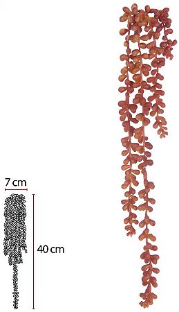 Planta Artificial Folhagem Suculenta Sedum Pendurar X4 Laranja 50cm