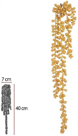 Planta Artificial Folhagem Suculenta Sedum Pendurar X4 Mostarda 50cm