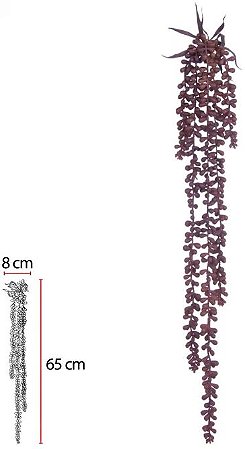 Planta Artificial Folhagem Suculenta Sedum Pendurar X5 Berinjela 72cm