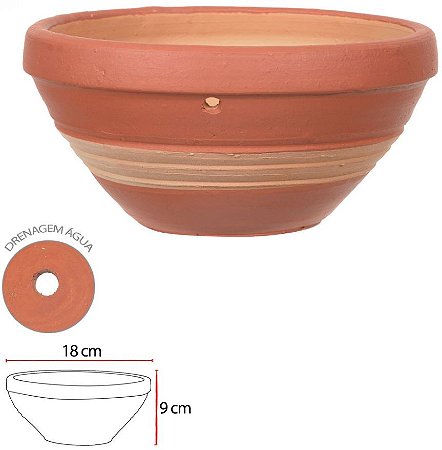 Vaso Bacia Barro Pendurar Tam P Natural 10x21cm