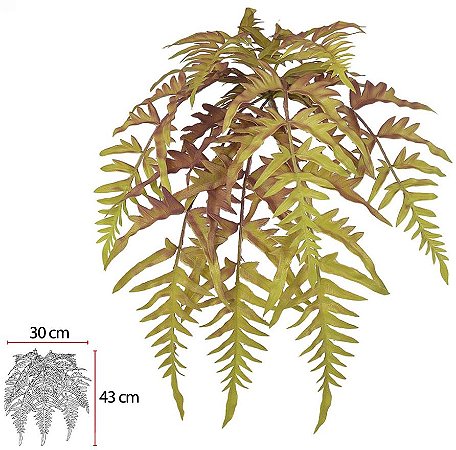 Planta Artificial Folhagem Samambaia Pendurar X8 Verde Outono 46cm