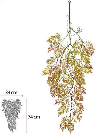 Planta Artificial Folhagem Samambaia Pendurar X33 Verde Outono 90cm