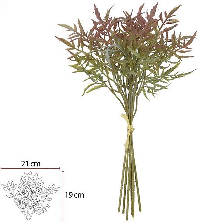 Folhagem Samambaia Ramalhete C/Fita Verde Outono 36cm