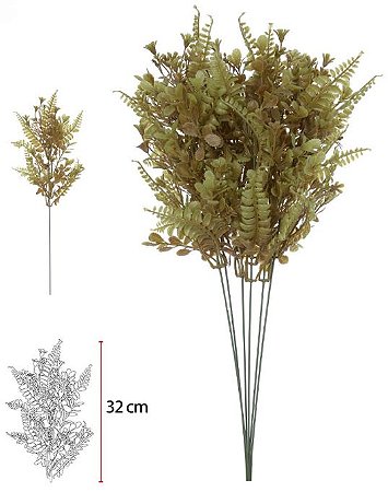 Planta Artificial Samambaia X21 Verde Outono 52cm