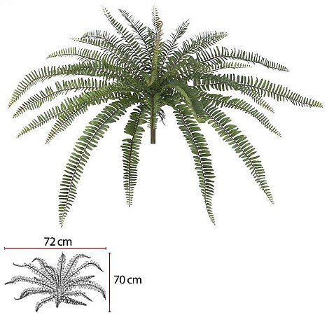 Planta Artificial Folhagem Samambaia C/Print X31 Verde 69cm