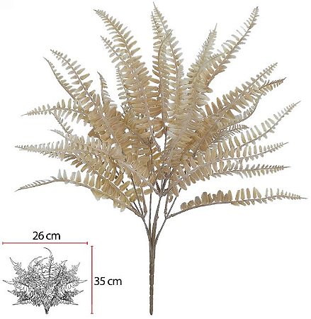 Planta Artificial Folhagem Samambaia X35 Palha Outono C/ Powder 47cm