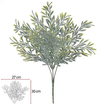 Planta Artificial Folhagem Samambaia Real Toque X25 Verde C/ Powder 42cm