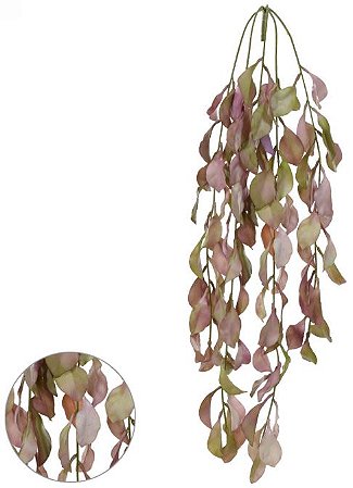 Planta Artificial Folhagem Dischidia Pendurar C/Print X97 Verde Outono 80cm