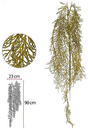Planta Artificial Folhagem Grass Pendurar C/Print X9 Verde Claro 90cm