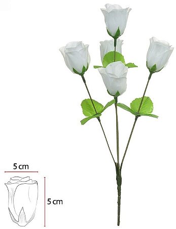 Buque Rosa Botao X5 Branco 35cm