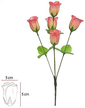 Buque Rosa Botao Aveluda X5 Salmon 35cm