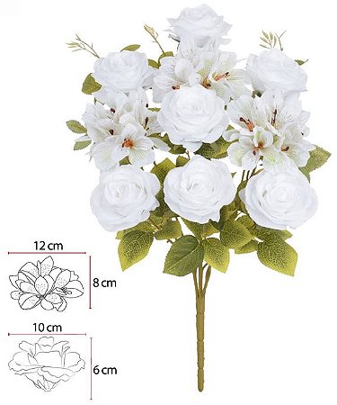 Buque Rosa Astromelia Microp X10 Branco Outono 48cm