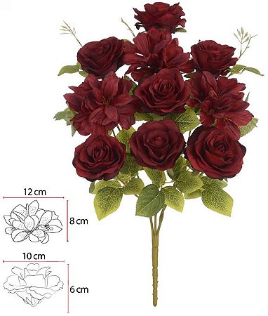 Buque Rosa Astromelia Microp X10 Marsala Outono 48cm
