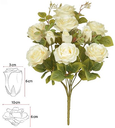 Buque Rosa Microp X10 Creme Outono 48cm