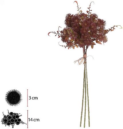 Buque Mamona Ramalhete C/Fita X3 Marsala Outono 33cm