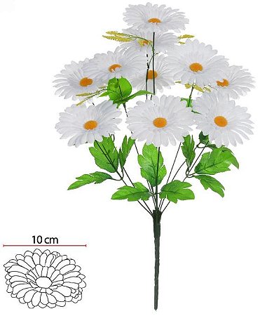 Buque Gerbera X10 Branco 50cm