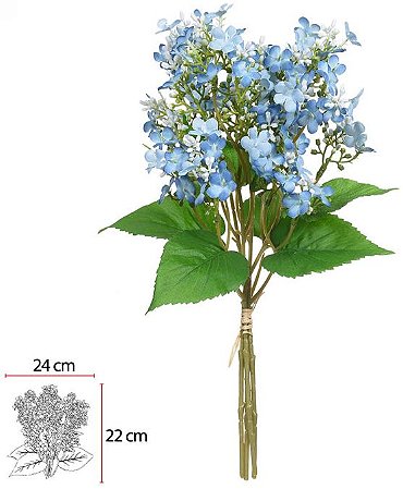 Buque Flor Do Campo Misto Ramalhete C/Fita X4 Azul 32cm