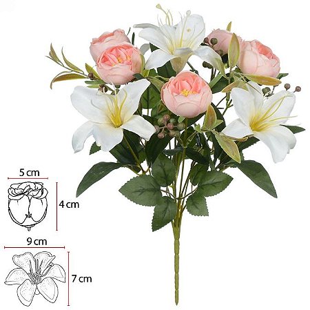 Buque Rosa Cabbage X9 Creme Rosa 35cm