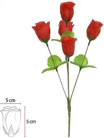 Buque Rosa Botao X5 Vermelho 35cm