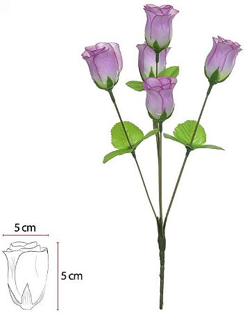 Buque Rosa Botao X5 Lavanda 35cm