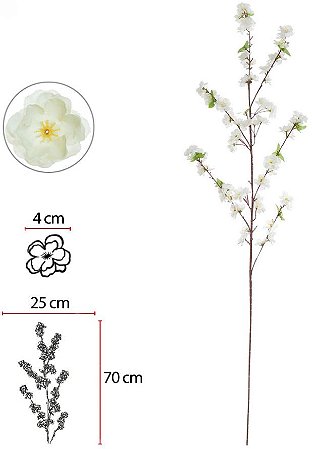 Haste Flor Cerejeira X65 Creme 1,17cm
