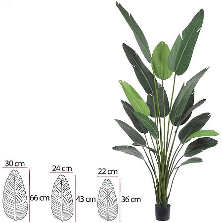 Planta Artificial Arvore Bananeira De Jardim Pu C/Pote X18 Verde 2,60m