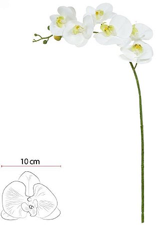 Haste Orquidea Phalaenopsis Real Toque X6 Branco Verde 82cm