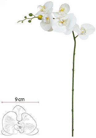 Haste Orquidea Phalaenopsis Real Toque X5 Branco Amarelo 65cm