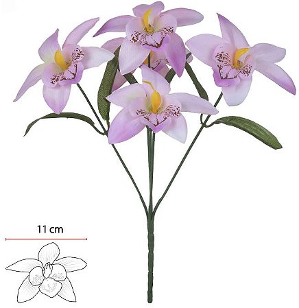 Buque Orquidea Dendrobium X5 Rosa Claro 32cm