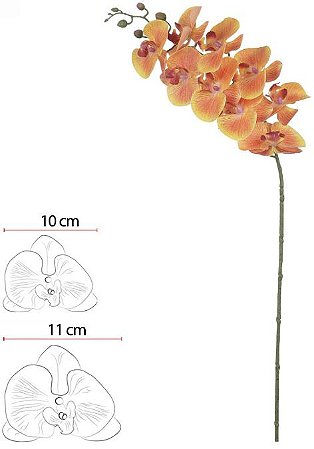 Haste Orquidea Phalaenopsis Real Toque X9 Laranja 94cm