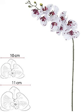 Haste Orquidea Phalaenopsis Real Toque X9 Branco Bordo 94cm