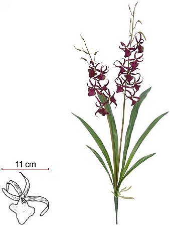 Haste Orquidea Spider C/Coat C/Folha X13 Purpura 85cm