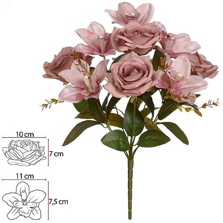 Buque Rosa Orquidea Cymbidium X10 Mauve Outono 43cm