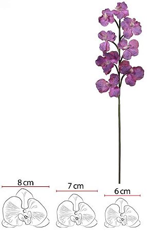 Haste Orquidea Vanda C/Coat Real Toque X8 Purpura 65cm