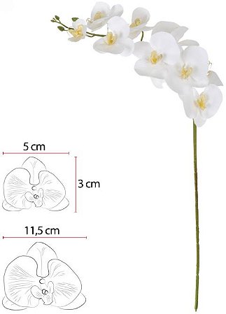 Haste Orquidea Phalaenopsis Real Toque X9 Branco Beauty  94cm